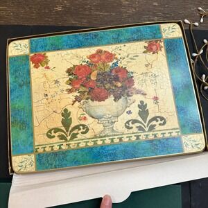 Clover Leaf Antique Floral  6 Pc Traditional‎ Placemats Cork Backed Vintage NEW